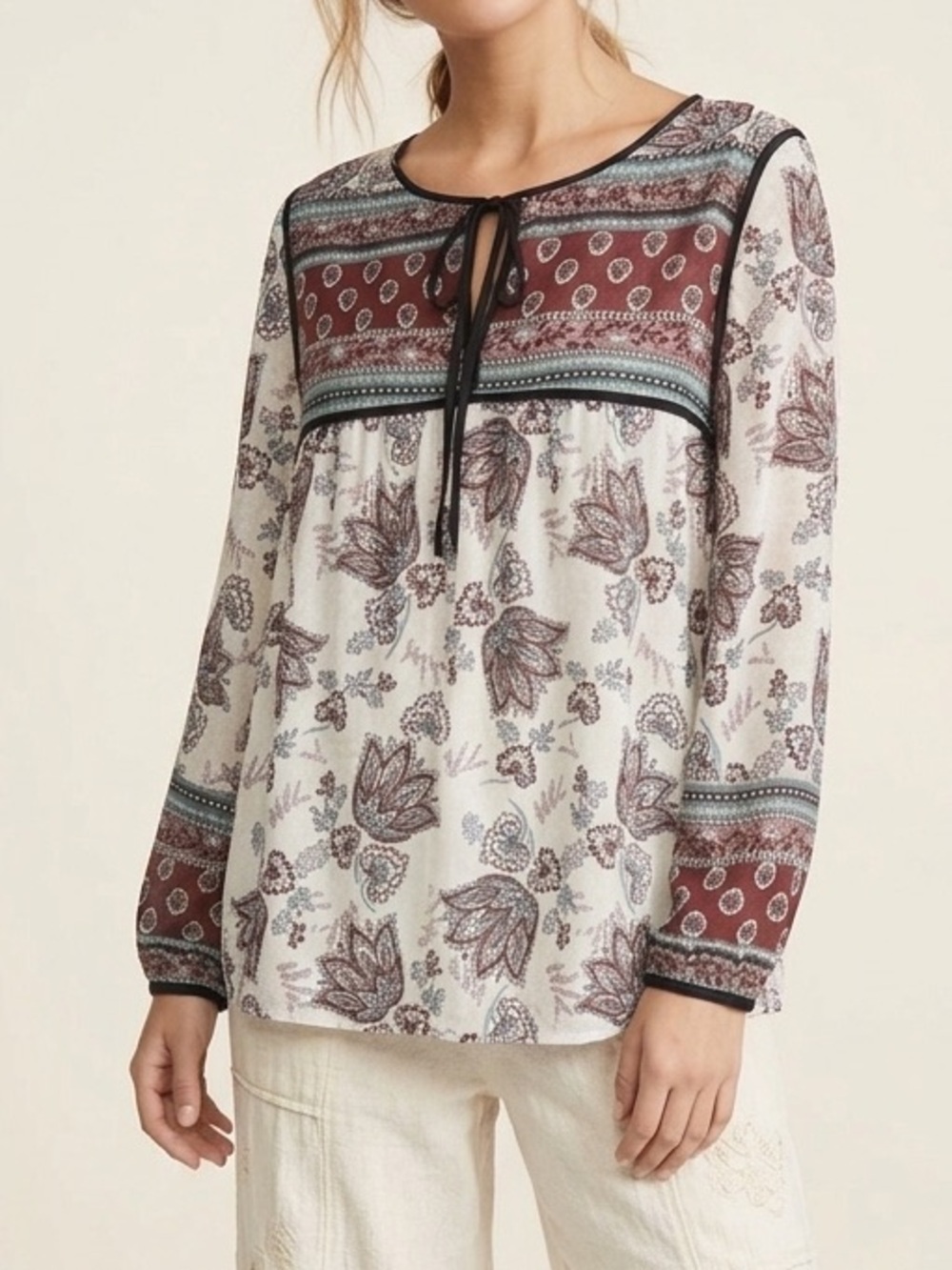 NEW Anthropologie Paisley Peasant Blouse Top SMALL Provence Floral